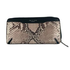 Rag & Bone Crosby Continental Wallet Fawn Python Leather Zip Around